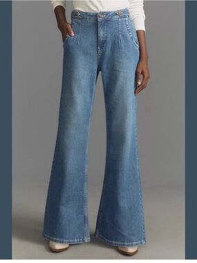 Pilcro Anthropologie Tower Flare Mid-Rise Jeans Womens 28 Wide Leg Sailor Jeans